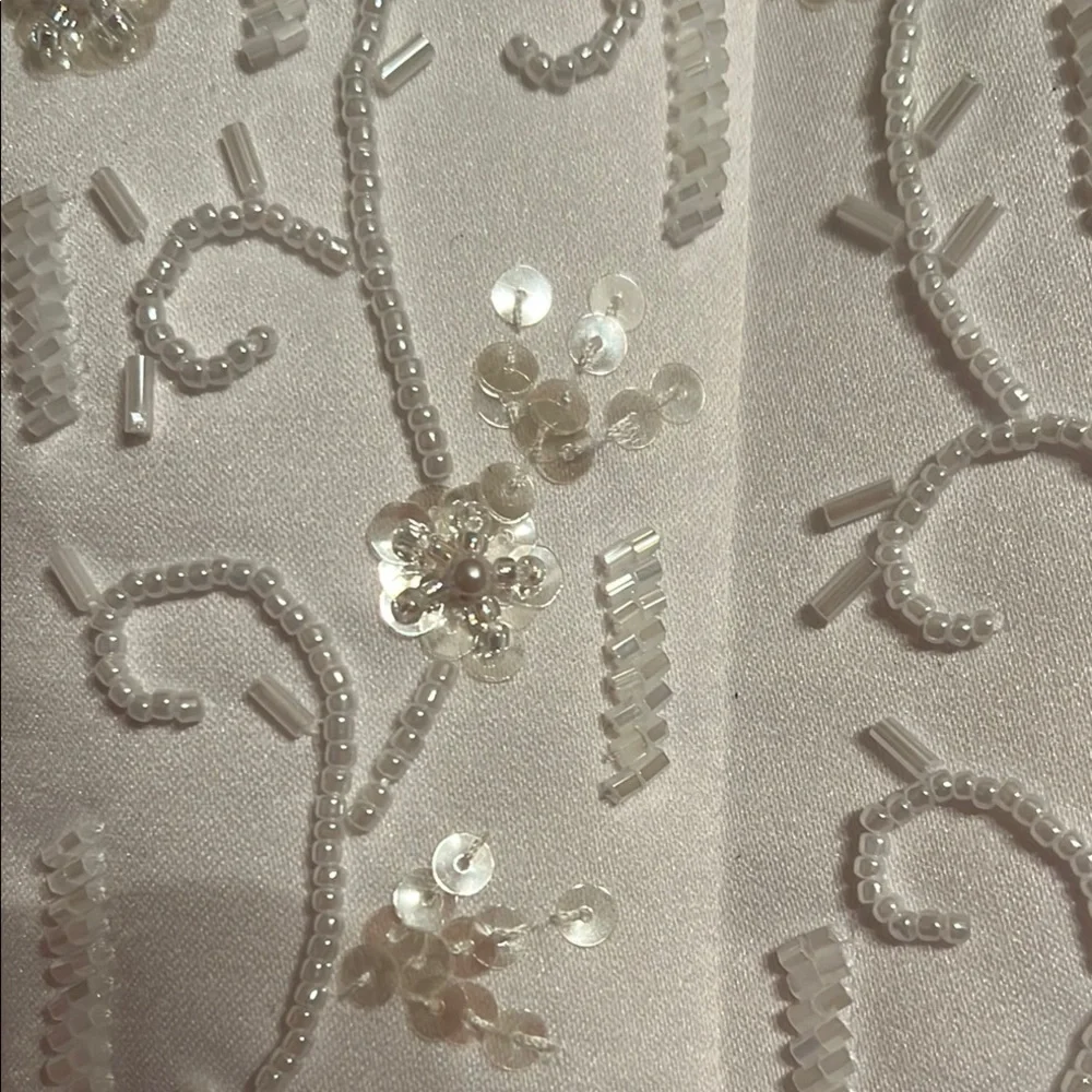 David's Bridal White Girls Embroidered Tulle Gown - Picture 3 of 13